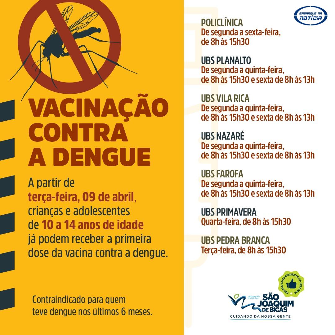 Secretaria de Saúde inicia vacinação contra a dengue em crianças e adolescentes entre 10 e 14 anos
