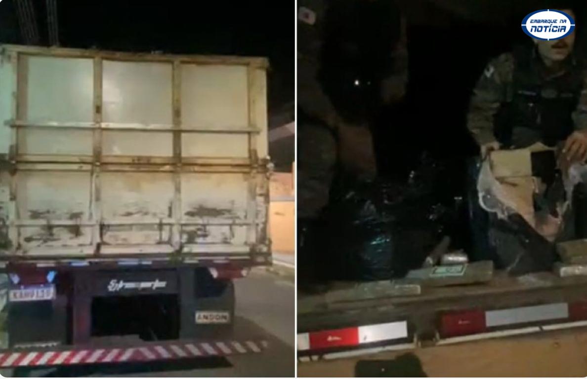 PM intercepta caminhão mais de 3 toneladas de drogas e prende motorista em Pará de Minas