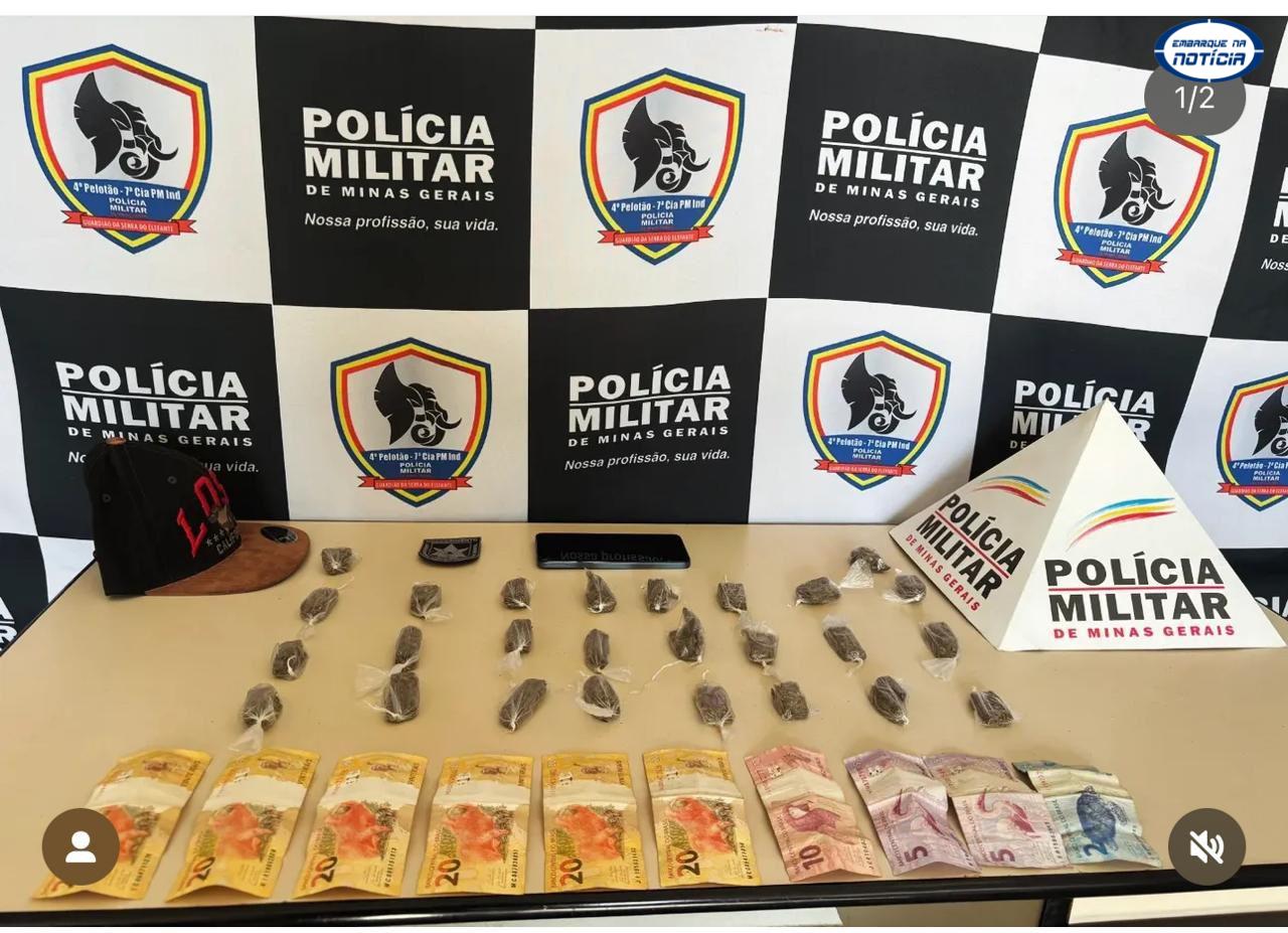 Homem é preso com grande quantidade de maconha durante patrulhamento da PM em Mateus Leme