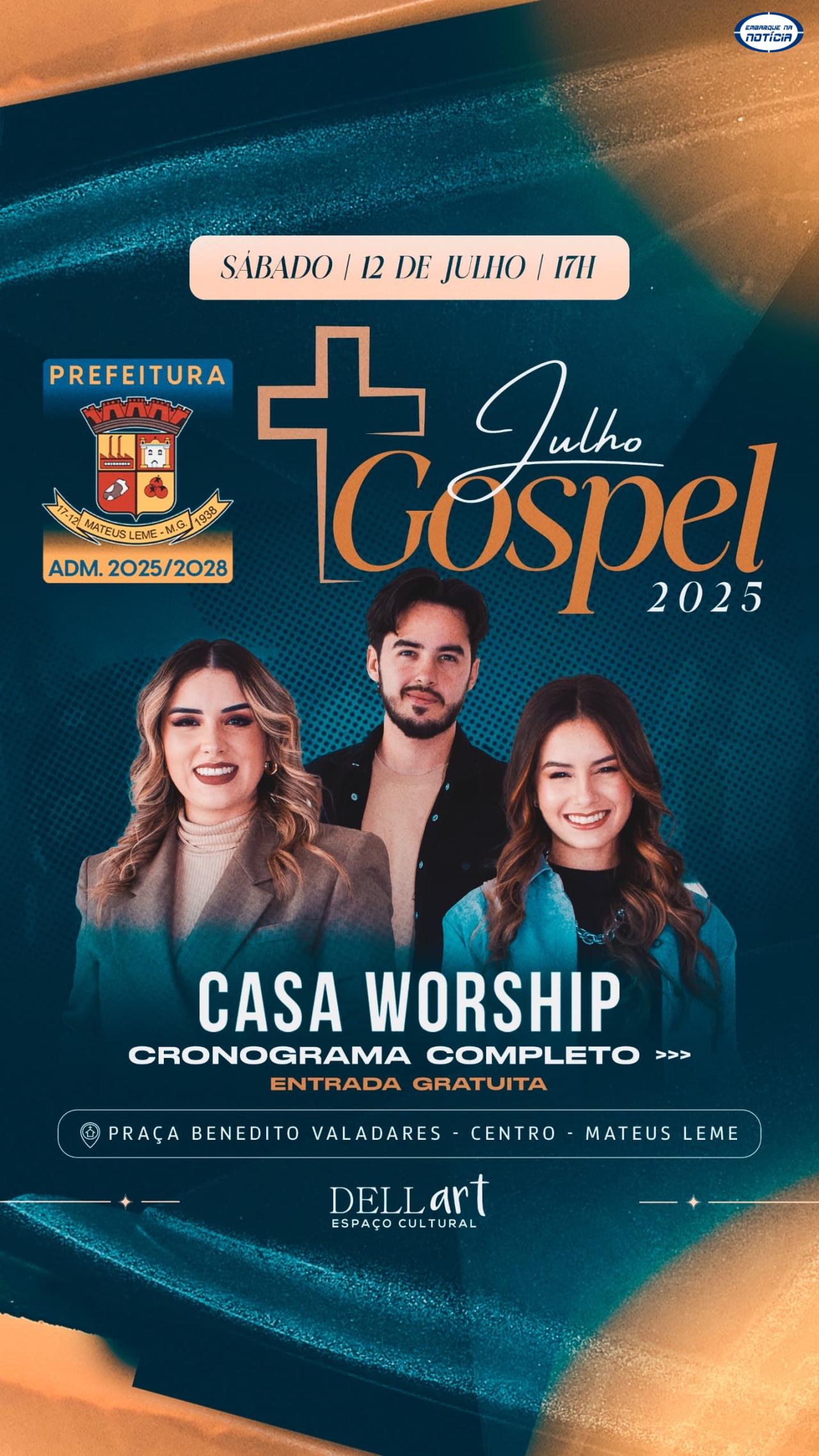 Julho Gospel 2025 promete noite de louvor e fé em Mateus Leme