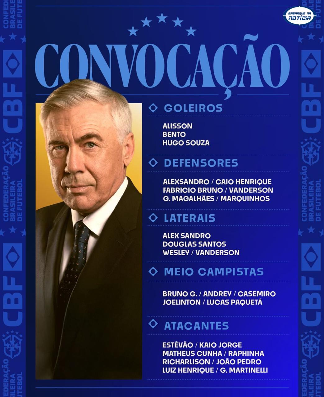 Fabrício Bruno e Kaio Jorge são convocados por Ancelotti para a Seleção Brasileira