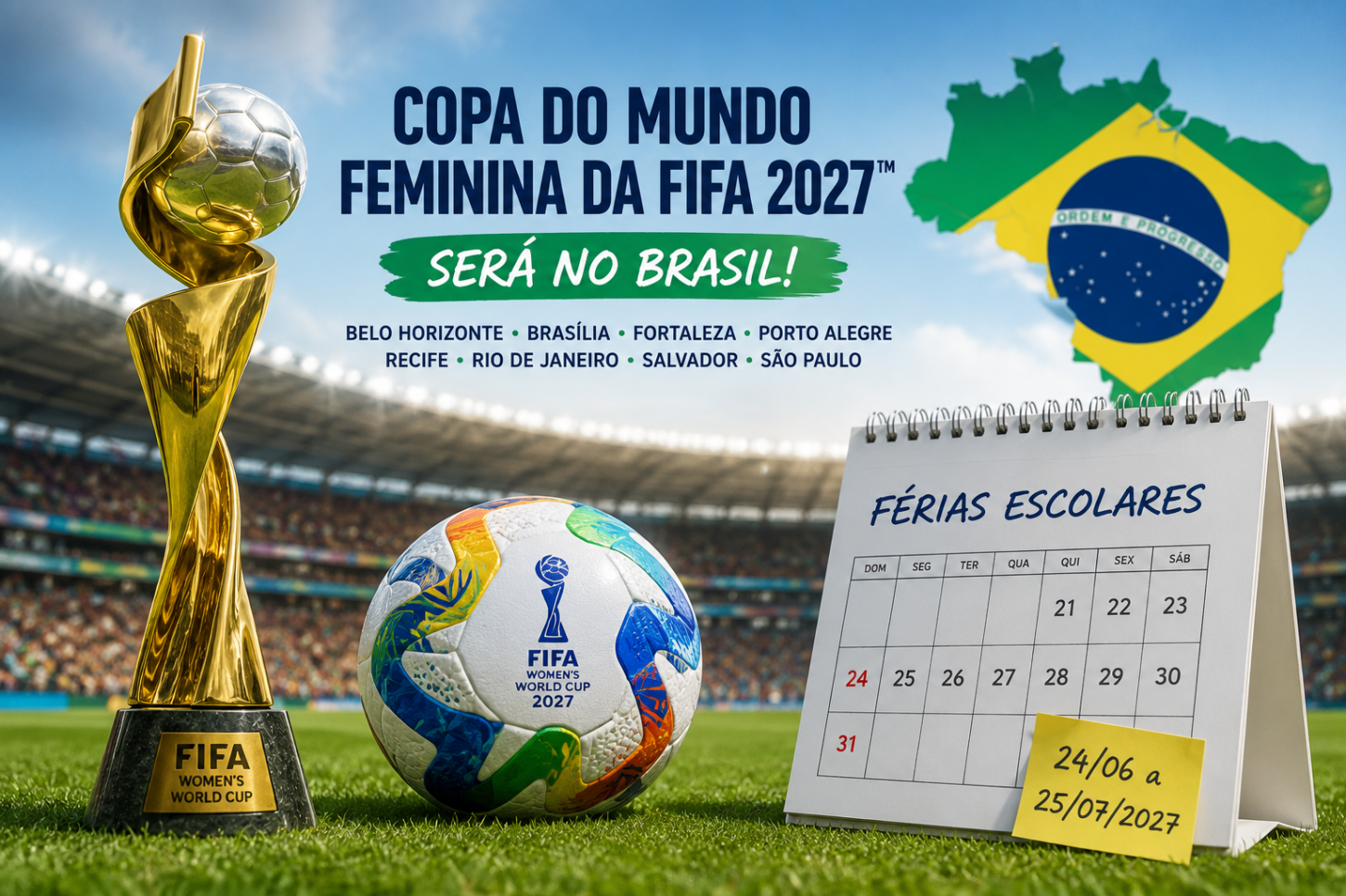Férias escolares de 2027 podem ser ajustadas por causa da Copa do Mundo Feminina? Entenda