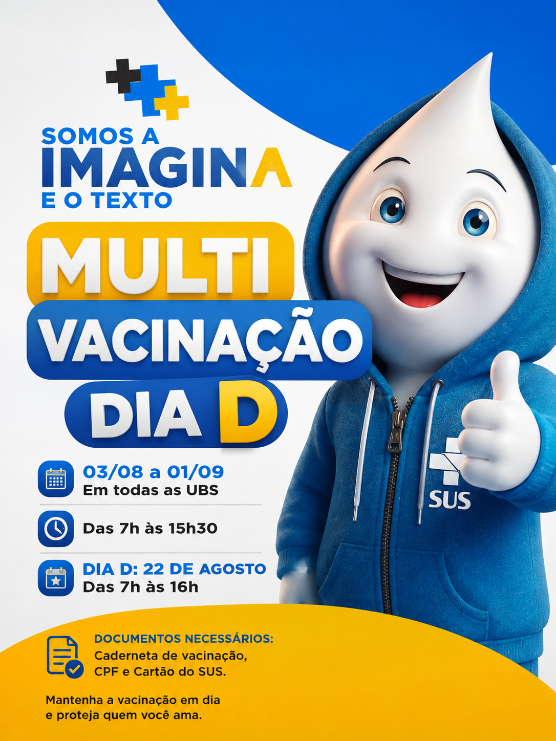 Campanha de multivacinação acontece neste sábado em Mateus Leme